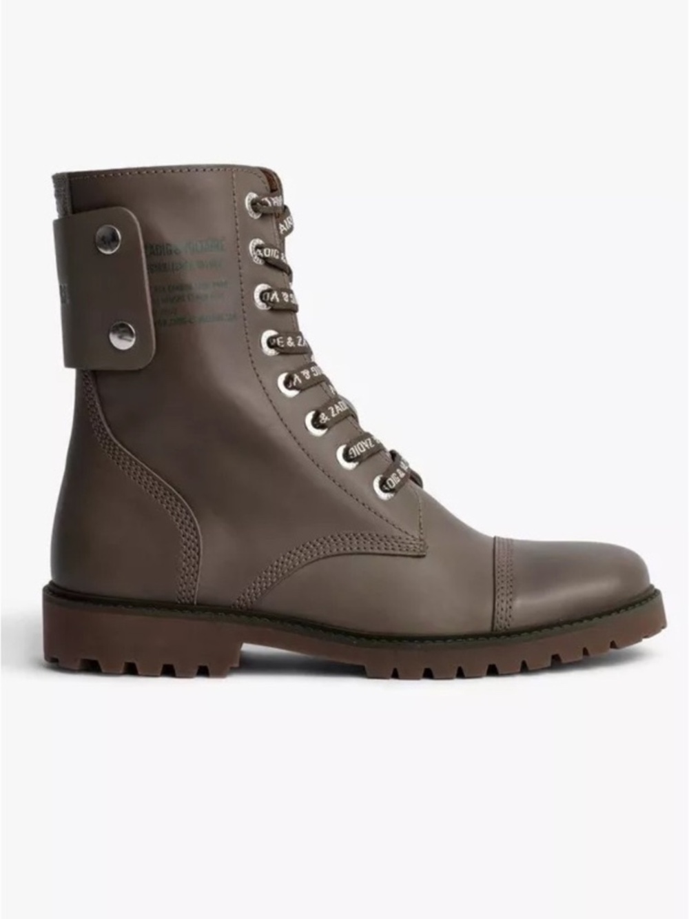Zadig & Voltaire Joe Leather Combat Boots Taupe Grey Size 38